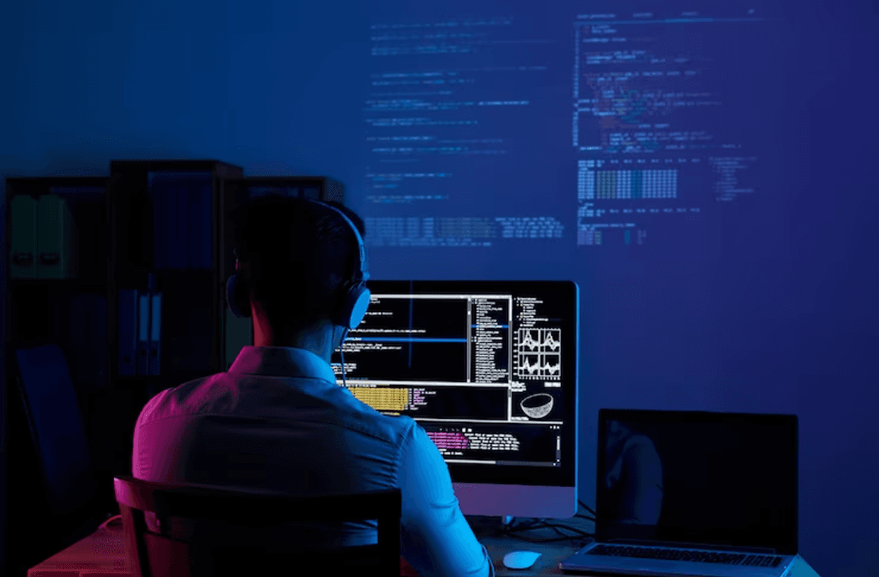 Pessoa programando em um laptop